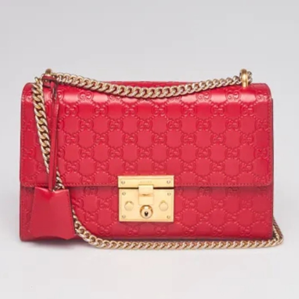 Red Leather Gucci Guccisima 2 Way Bag